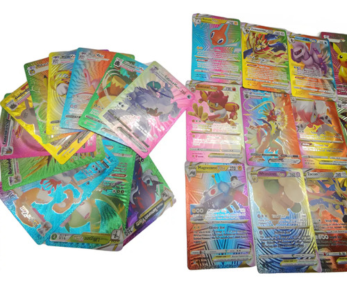 Pack Com 55 Carta Pokémon Vmax Gx Edição Limitadas Coloridas Carta Raibonw Inglês