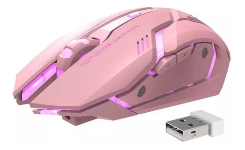 Mouse Ratón Gamer Inalámbrico Rgb Rosa Kawaii