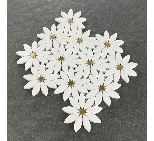 Blanco Patrón De Flores Mármol Mosaico Azulejos Caso (10 Hoj