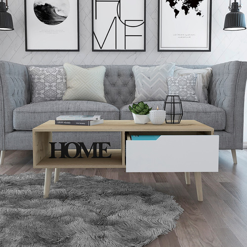 Mesa De Centro Modelo Oslo Color Blanco Duna