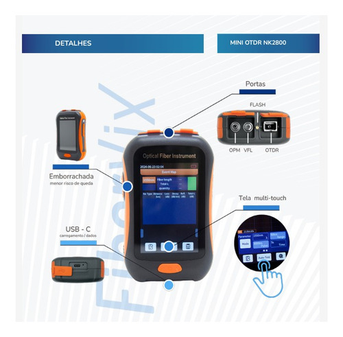 Mini Otdr Ftth Fibra Ativa Optica Fv2001 Medidor 22db 1550nm