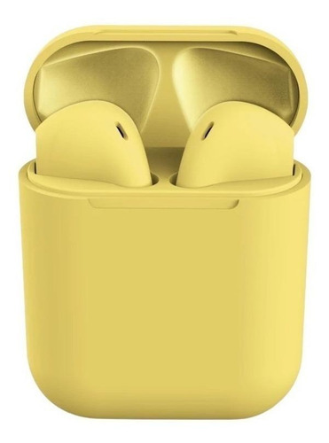 Auriculares in-ear inalámbricos i12 TWS amarillo con luz LED
