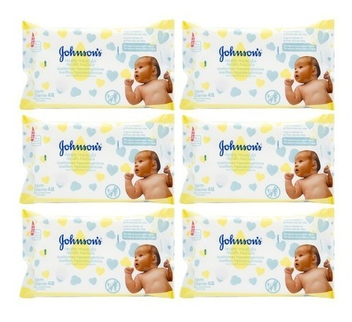 Johnson's Baby X6 Toallitas Húmedas Bebes Recién Nacidos 48u