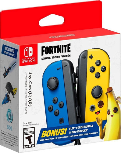 Joy Con Fortnite Fleet Force Bundle Azul Amarillo