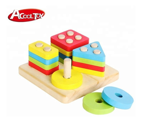 Imagen 4 de 10 de Acool Set X 4 Montessori Ensarte Encastre Evolutivos Ac7620