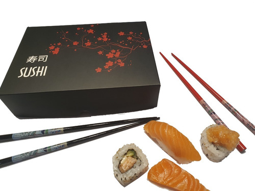 Caja Sushi Negra Mediana 20-24 Piezas, 100 U. Lam Int./ext.