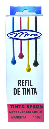 Refil De Tinta Compativel Epson 664 673 Magenta 100ml Menno