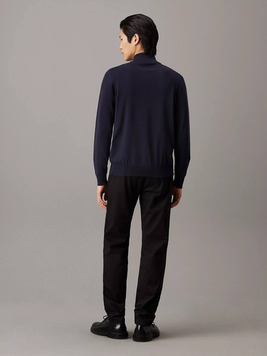 Suéter Azul Cuello Alto Y Cierre Azul Calvin Klein