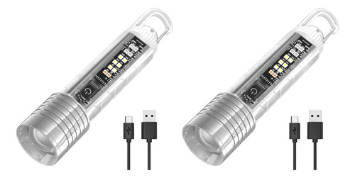 Mini Linterna Led Recargable Por Usb De 1500 Mah, 2 Unidades