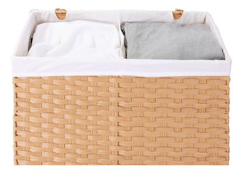 Mu:4life Cesto De Lavandería Rattán 110 L Con Tapa Y Bolsa Color Natural