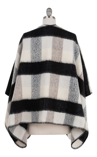 Imagen 5 de 10 de Poncho Capa Chal Cuadros Lana Suave Tartan Multicolor.