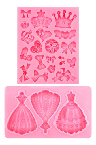 Vestido De Princesa 3d Moldes De Fondant, Corona De Princesa