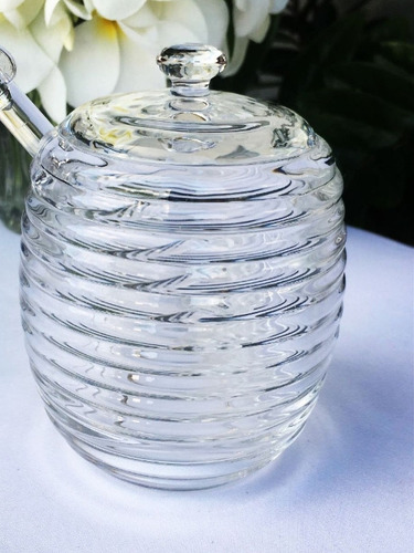Açucareiro De Cristal C/colher E Tampa Colmeia 210ml - Lyor