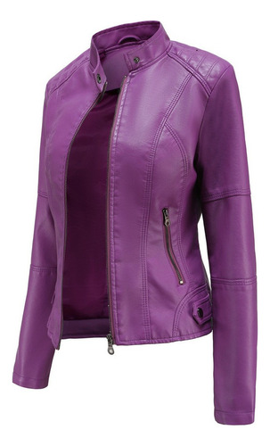 Chamarra De Cuero Biker Slim Mujer