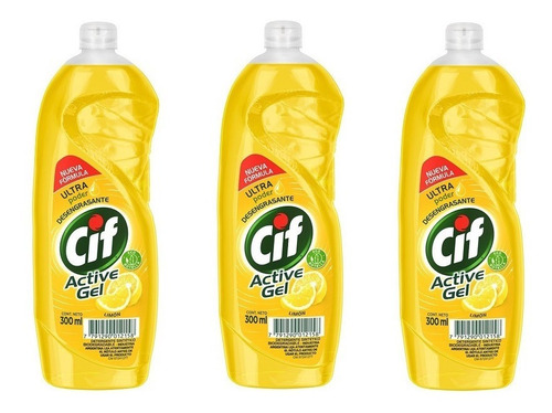 Detergente Concentrado Limon Cif 300ml, Pack X 3 Unidades(co