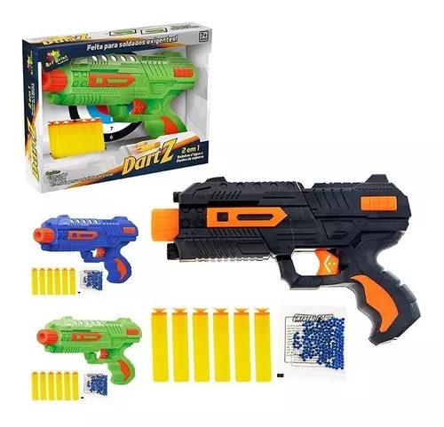 Conjunto de armas de água, laser ou blaster, revólveres e