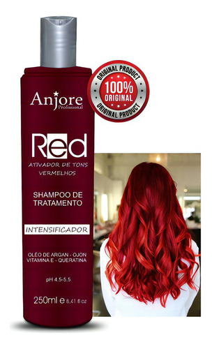  Shampoo Intensificador Red Cabelos Vermelhos 250ml Anjore