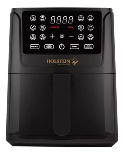Fritadeira Elétrica Digital Air Fryer 1400w 4,5l Holstein Cor Preto 110V