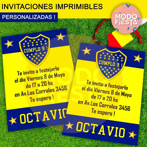 Invitaciones Digitales Cumpleaños Imprimibles Boca Juniors