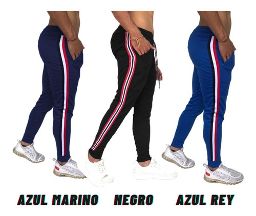 3 Unid Sudaderas Slim Fit Franjas, Jogger Pantalón Colores