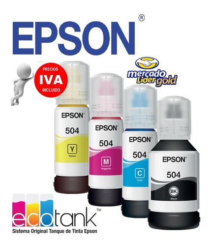 Imagen 1 de 5 de Tinta Original Epson Kit 4 Colores L4150, L4160 Incluye Iva.