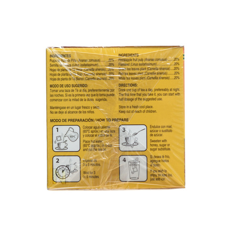 Imagen 4 de 5 de Té Piñalim (piña, Linaza, Té Verde, Té Rojo Y Té Blanco) 30 Sobres De 3g C/u Gn+vida
