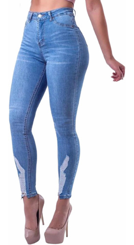 Jeans Levanta Cola, Tiro Alto Elasticado - Horma Pequeña