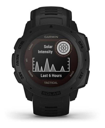 Reloj de pulsera con Garmin Instinct Solar Graphite Ww, color negro, caja negra, correa, color negro, bisel, color negro