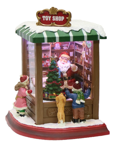 Edificio Navideño Con Luces Led Y Música, 22 Cm Altura