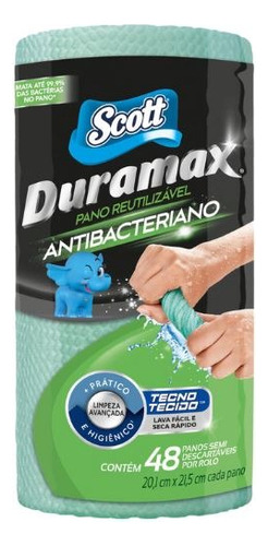 Pano para limpeza Duramax Pano Scott Duramax Antibacteriano Verde Rolo C/48 Unidades preto