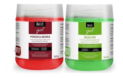 Biosoft Kit Gel Reductor Pimienta Negra + Algas Y Mentol 360g