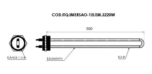 Resistêcia P/ Aquecedor Boiler Komeco 3000w 220 1.1/4 Bsp