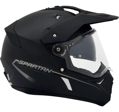 Casco Doble Proposito Spartan Wolf Solid Negro Mate