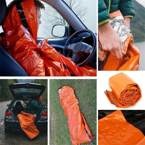 Imagen 5 de 6 de Bolsa De Dormir Emergencia Saco Cobertor Supervivencia Mylar