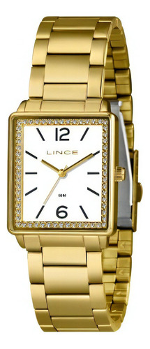 Relógio Lince Feminino Quadrado Dourado Lqg4737l28 B2kx Cor Do Fundo Branco