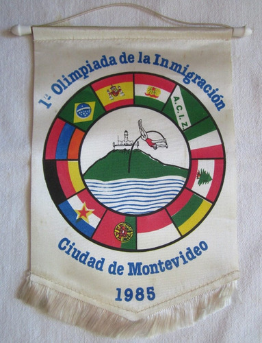 Antiguo Banderin 1ra Olimpiada De La Inmigracion 1985