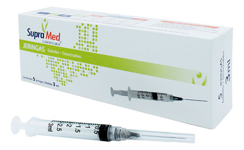 Jeringas Para Insulina Supramed De 3ml Color Negro Caja Con 5 Jeringas