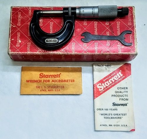 Micrómetro De 0-25 Mm Starrett Great Britain. (Usado)