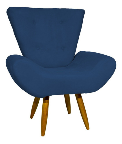 Poltrona Decorativa Cadeira Pé Palito Emilia Suede Cores Cor Azul-marinho