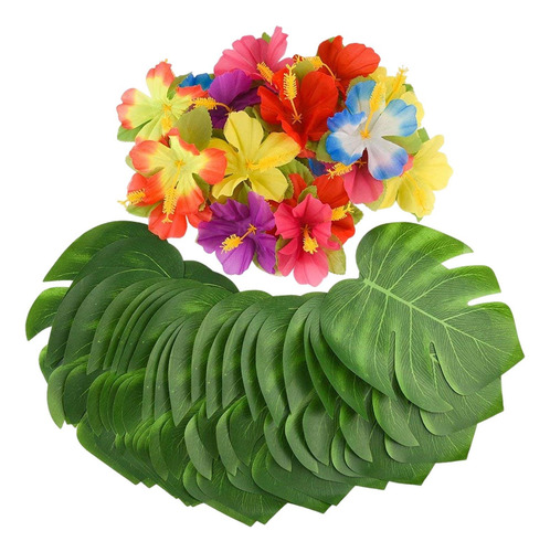 Juego De 60 Decoraciones Hawaianas Con Plantas Artificiales,