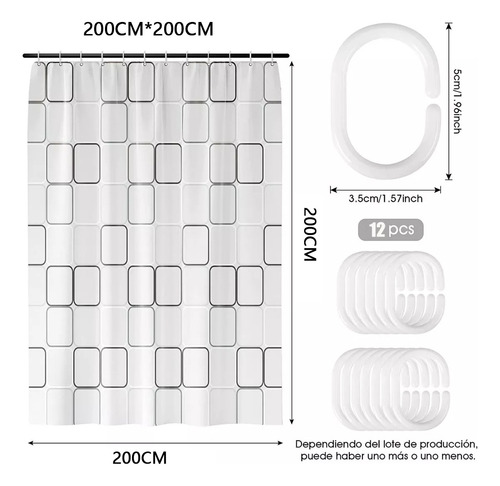 Hi, Cortina De Ducha Bañera 200x200 Cm Baño Cortinas