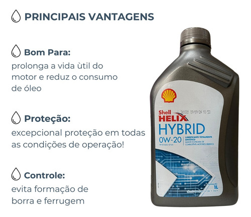Oleo Motor Original Shell Helix Hibrido 0w20 Apisp Sintetico