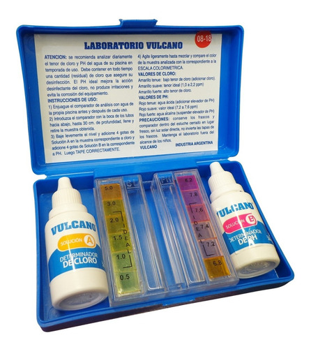 Laboratorio Vulcano Test Kit Medición Ph Y Cloro Piletas