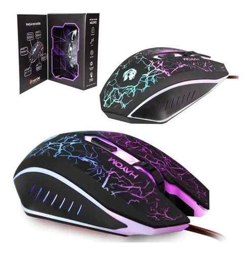 Mouse Gamer Rgb Led Hayon Mu2912 6 Botões Óptico Usb 2400dpi