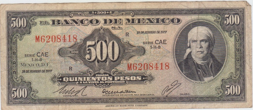 Billete $500 Serie Cae 1977