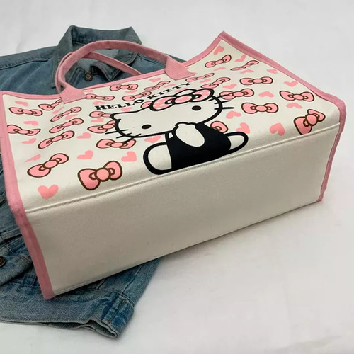 Bolsa De Lona Bolso De Mano Tote Bag Grande Moda Hello Kitty