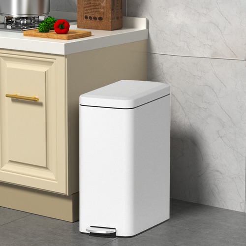 Bote De Basura Rectangular Acero Inoxidable 5l Blanco Mate