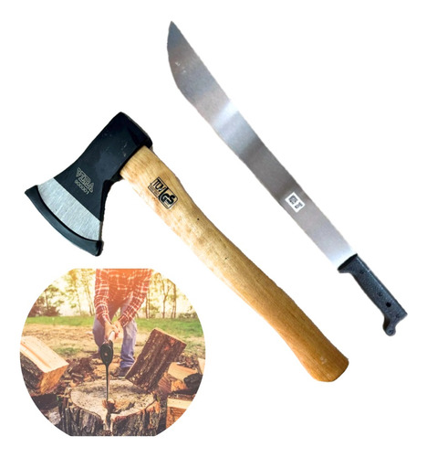 Machete 22 Acero 56cm + Hacha De Mano 600 Grs 