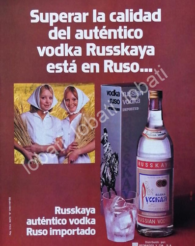 Cartel Publicitario Retro Vodka Russkaya 1970s /v337 Raro