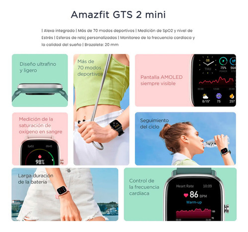 Reloj Inteligente Amazfit Gts 2 Mini Smartwatch 1.55´´ Color De La Caja Azul Color De La Malla Midnight Black